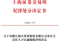 财务信息不真实不准确 海正药业被通报批评